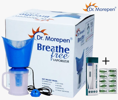 Dr. Morepen Breathe Steamer For Cold (FREE Digital Thermometer & Inhalant Capsule Strip) Vaporizer(Blue)
