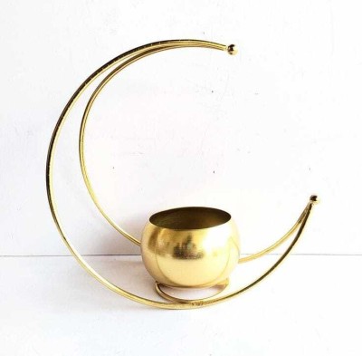 SAUNIQECRAFTS MOON Iron Vase(9 inch, Gold)