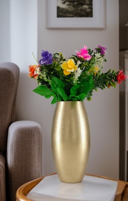 Decorsmith Ovalo Iron Vase(8 inch, Gold)