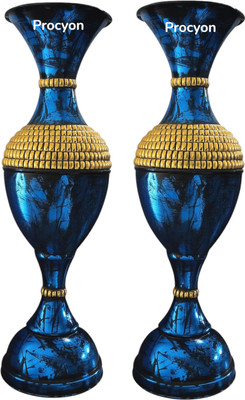Procyon Decorative Purple Finish – Elegant Metal Flower Pot For Home Décor Pack of 2 Iron Vase(24 inch, Blue, Gold)