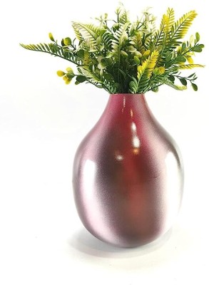 GRHANDICRAFTS Decorative Gold Texture Long vase (9x9x18cm) Iron Vase(10 inch, Maroon)