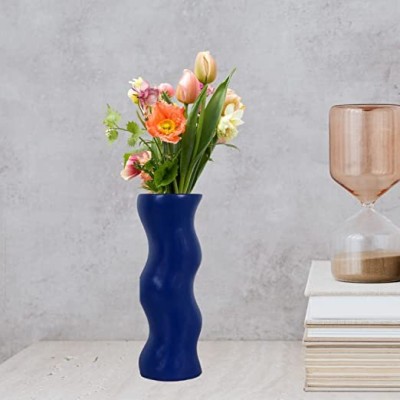 SHAVI DE SHAVI DE Spain Artificial Flower Vase (H21cm X D 7cm) Royal Blue Ceramic Vase(8.66 inch, Blue)