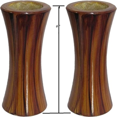 onneyretail Wooden Vase(6 inch, Brown)