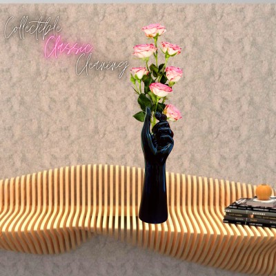 DK MART Creative Hand Vase for Home Decor Living Room Bedroom Office Kitchen Decorative Showpiece  -  25.5 cm(Ceramic, Black)