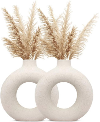 OriginalCeramics Donut Design Set Of 2 Ceramic Vase(6 inch, White)