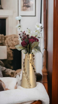 ICENATION Metal Flower Vase for Home Décor Living Room Office, Golden Small Iron Vase Iron Vase Offers & Cashback