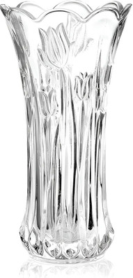 apmfashion Elegant Transparent Vases for Living Room, Office & Table Decor Glass Vase(8 inch, Clear)