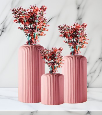 MRITTIKA SHILP Handcrafted Ceramic Garari Flower vase Set | for Your Home Decoration Ceramic Vase(10.2 inch, Pink)