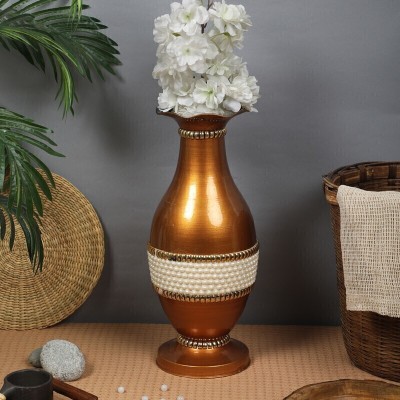 AdiCollar Iron Flower Vase Home Decoration Flower Pot Room Decor Metal Stand | ADC22 Iron Vase(17 inch, Copper)