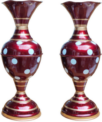 Procyon Creative metal geometric home designer Pot Set of 2 Home Decorate Items Iron Vase(16 inch, Maroon)