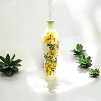 vcreate VASE007 Iron Vase(25 inch, White, Yellow, Gold, Multicolor, Green)