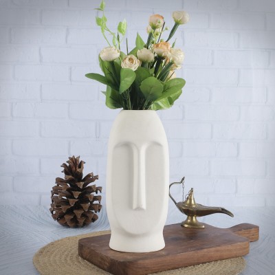 Kraftlik Handicrafts Ceramic Face Shape Vases Planter Face Shape for Home Décor Ceramic Vase(11 inch, White)