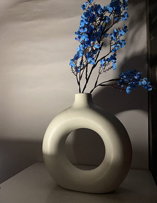 Nayi Umang Ceramic Vase(14.5 inch, Beige)