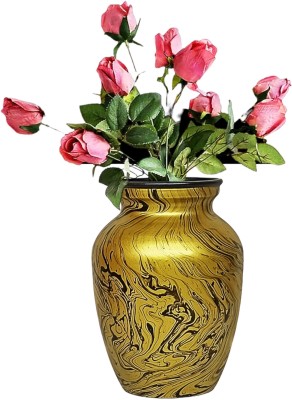MEEM Metal Flower Vase Home Decor Centerpiece Showpiece Decorative Unbreakable Jar Iron Vase(5.1 inch, Gold, Black)