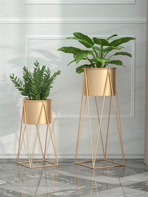 jhsfd Stylish Planter Stand for living room and balcony Iron Vase(16 inch, Gold)