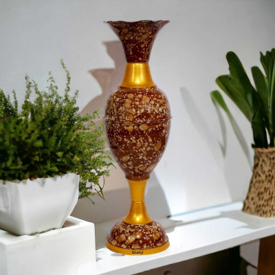 Leafy Flower Vase Big Size Long for Home Decor Corner Centerpiece Gift Item | Iron Vase(24 inch, Brown)