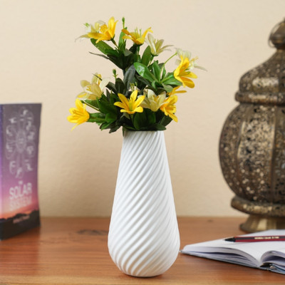 AVER VERA Unbreakable Flower Pot / Vase for Table Decor of Home, Office, Restaurant Plastic Vase(7.5 inch, White)