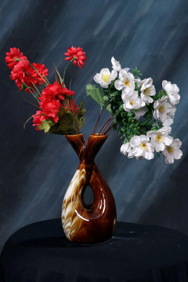 Onlinch Flower stand |Vase |Flower vase |Ceramic vase Ceramic Vase(8 inch, Brown)