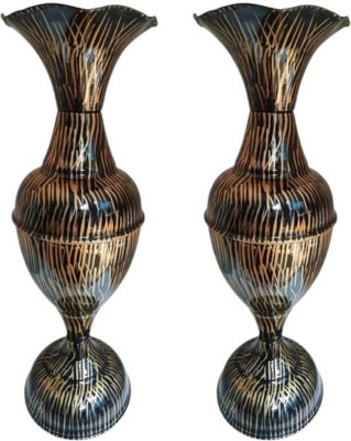 FSK Product Iron Vase(12 inch, Multicolor, Black, Gold)