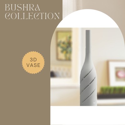 bushra art and innovation Plastic Vase(10 inch, White)