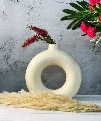 Praahi Lifestyle Ceramic Vase(9 inch, White)