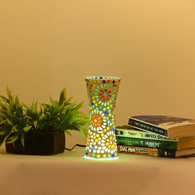 Somil Colourful Shining LED Mosaic Glass Pot/ Flower Vase For Home Decoration, 7 W Glass Vase(7.8 inch, Multicolor)