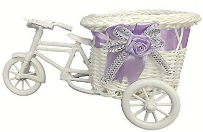 STREET MART Cycle With Basket White Plastic Flower Basket Plastic Vase(5 inch, White)