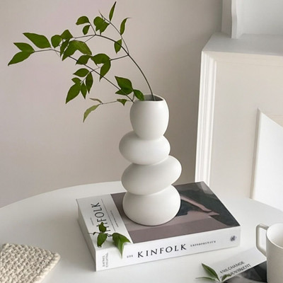 SDE All New White Colour Stone Vase (Pack Of 1, White) Ceramic Vase(11 inch, White)