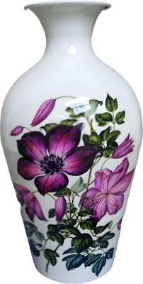Zaarr Packaging Solution Metal Flower Vase 12 Inch Decorative Bottle Style Vase Unique Home Décor Accent Iron Vase(12 inch, White, Multicolor)