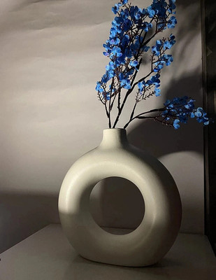 Nayi Umang Donut Vase | Ceramic Vase(14.5 inch, Beige)