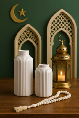 Dresswithsara White Vase Combo 6 X 8 in - 112 Ceramic Vase(8 inch, White)