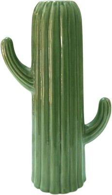 Luminescence Enterprises Ceramic Cactus Shape Vase For Bedroom/ Living Room , Vase, Pack Of 1 Ceramic Vase(8.5 inch, Green)