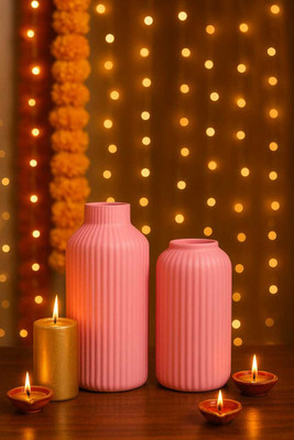 Dresswithsara Pink Vase Combo 6 X 8 in - 112 Ceramic Vase(8 inch, Pink)