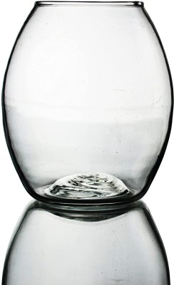 Decent Glass Glass Round Floral Vase (8 X 5.5 Inch, Clear) Glass Vase(8 inch, Clear)