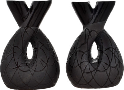 B S NATURAL Black Disign vase / verry Good lucking vase /caramic vase Ceramic Vase(6.2 inch, Black)