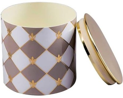 IZZHAAR Gingham Cappuccino Goodies Jar, Decorative Jar Terracotta Vase(10.5 inch, Multicolor)