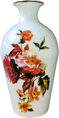 Zaarr Packaging Solution Metal Flower Vase 12 Inch Decorative Bottle Style Vase Unique Home Décor Accent Iron Vase(12 inch, White, Multicolor)