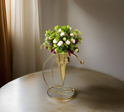 Glaxy Crafts Cone design table vase moon Iron Vase(8 inch, Yellow)