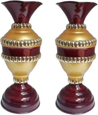 FSK Product Iron Vase(9 inch, Multicolor, Brown, Gold)