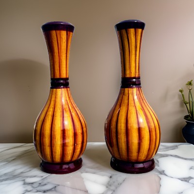 onneyretail Wooden Vase(12 inch, Brown)