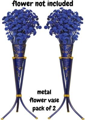 RATOUCH Home Decor Corner Centerpiece Gift Item and use full matel stand | Iron Vase(29 inch, Blue)