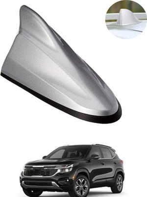 MATIES Car Shark Fin Antenna Roof Aerial Base Am/Fm Signal Silver For Car 242 Waterproof Car Shark Fin Roof Antenna Silver For SeltosKia2024 Satellite Vehicle Antenna