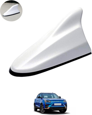 RKPSP White Car Shark Fin Roof Antenna(FM,AM) Radio No Drilling/Easy To Install-320 Universal Fit Decorative Radio Signal Car Antenna Aerial boost Signal Satellite Vehicle Antenna