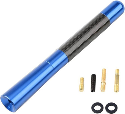 ROY Universal Aluminum Carbon Fiber Car AM/FM Radio Aerial Antenna + Screw Fit blue Universal Mini Carbon Fiber & Aluminum Car AM/FM Radio Aerial Antenna Whip Vehicle Antenna