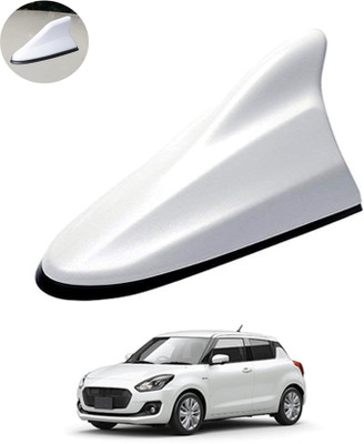 RKPSP White Car Shark Fin Roof Antenna(FM,AM) Radio No Drilling/Easy To Install-258 Universal Fit Decorative Radio Signal Car Antenna Aerial boost Signal Satellite Vehicle Antenna