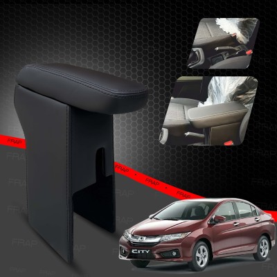 Carigiri Premium Armrest For Honda City with Moulded Foam(Nappa,Black Double Stitching) Car Armrest(Honda, City, City 1.3i, City EX, City LX, New City)