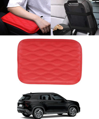 ABJD Waterproof Comfortable Red Rectangle Leatherette ArmRest Cover For Car-69 Car Armrest(HYUNDAI, Universal For Car)