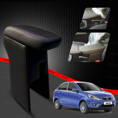 Frap Premium Armrest For Tata Zest with Moulded Foam(Nappa,Double Red Stitching) Car Armrest(Tata, Zest, Zest Quadrajet 1.3 XM, Zest Quadrajet 1.3 XMA, Zest Revotron 1.2T XE)