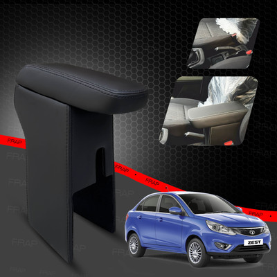 Frap Premium Armrest For Tata Zest with Moulded Foam(Nappa,Double Black Stitching) Car Armrest(Tata, Zest, Zest Quadrajet 1.3 XM, Zest Quadrajet 1.3 XMA, Zest Revotron 1.2T XE)