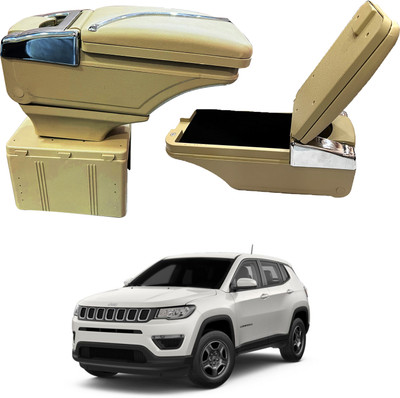 Oshotto PU Leather AR-02 Car Armrest Console Box For Compass Beige Car Armrest(Jeep, Universal For Car)